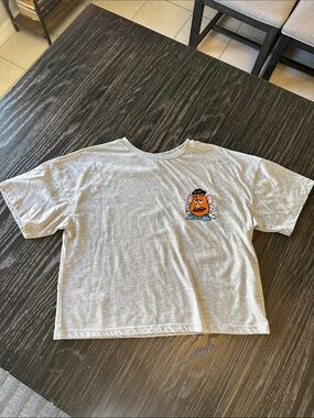Disney Mr. Potato Head Gray Embroidered Boxy Tshirt, Size Small